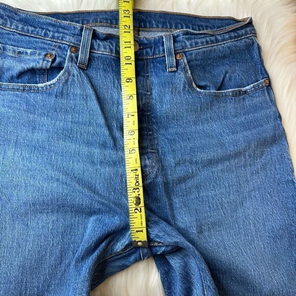 Levi's 501 Blue Straight Leg High Rise Button Fly Jeans Size 31 - Picture 7 of 13